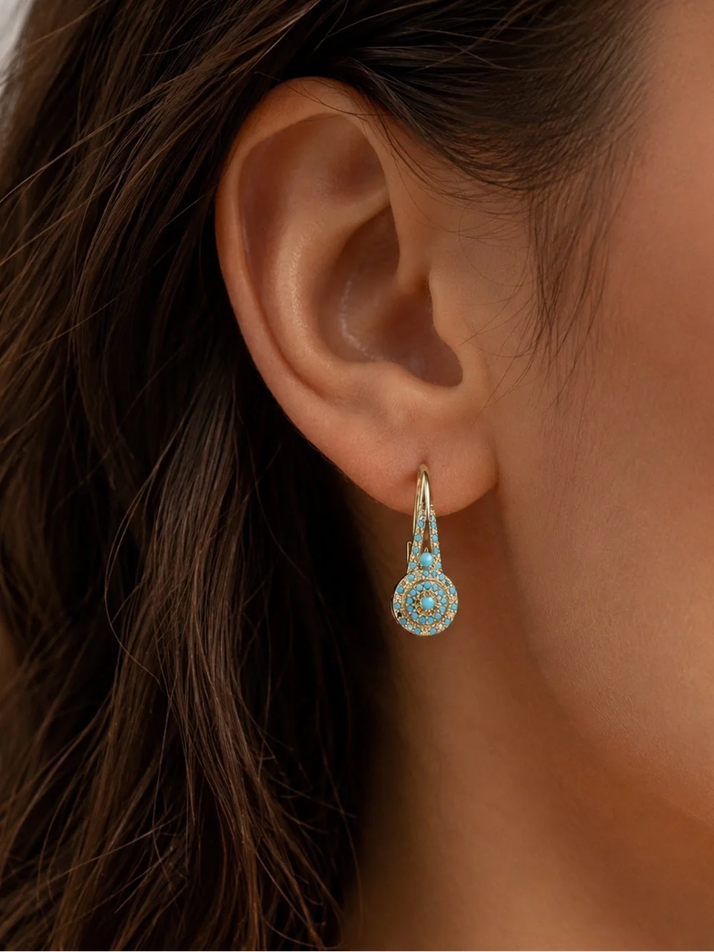 Anthropologie Gold and Turquoise Drop Earrings - Women Jewelry NWOT